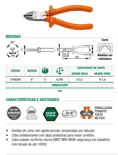 Alicate de Corte Diagonal