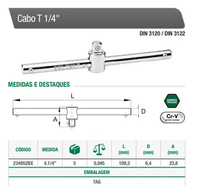 Cabos T - Tamanhos variados