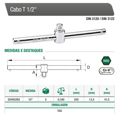 Cabos T - Tamanhos variados
