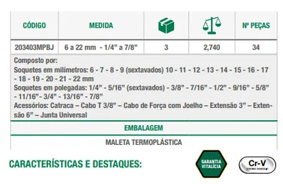 Jogos de Soquetes - Sextavados ou Estriados