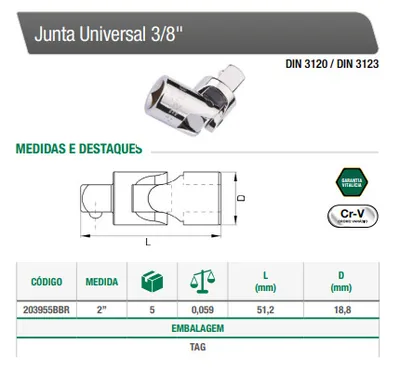 Juntas Universais - Tamanhos Variados