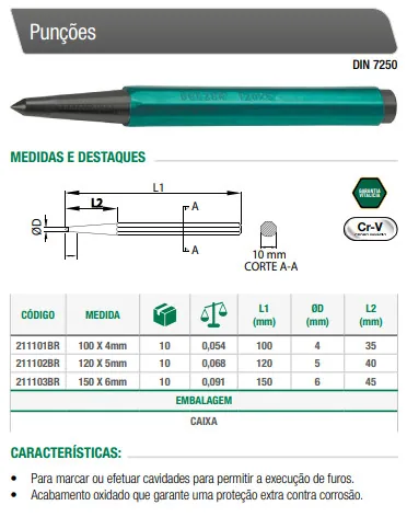 Punções - Tamanhos Variados