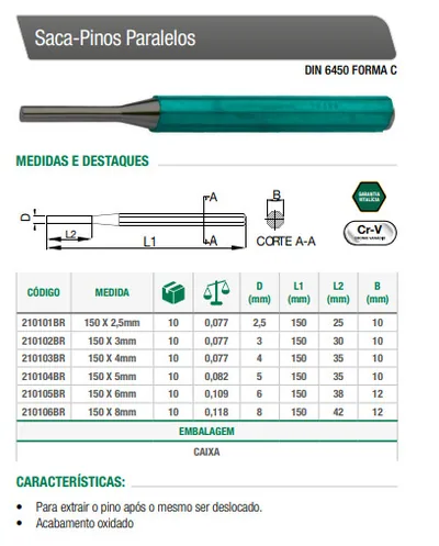 Saca Pinos Paralelos - Tamanhos Variados